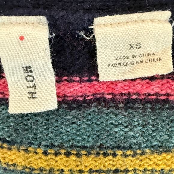 Moth Floral Embroidered Cardigan Wool Cashmere Blend Pleated Back XS - Picture 4 of 13